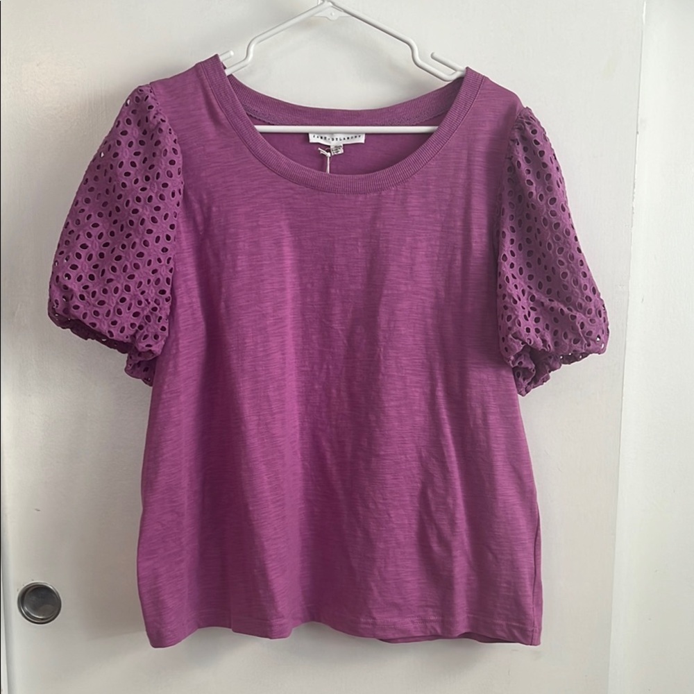 Jane and Delancey Purple Puff Sleeve Blouse